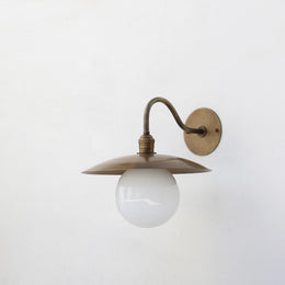 One-Light Gooseneck Wall Sconce with Round Glass Globe