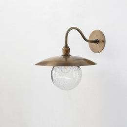 One-Light Gooseneck Wall Sconce with Round Glass Globe