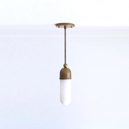One-Light Long Stem Pendant with Opal Glass Tube Shade