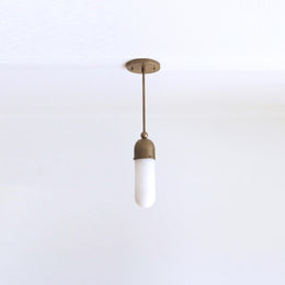 One-Light Long Stem Pendant with Opal Glass Tube Shade