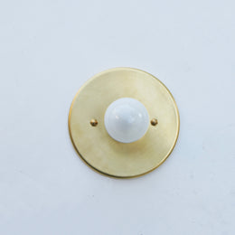 One-Light Minimal Brass Wall or Ceiling Light with Exposed Bulb