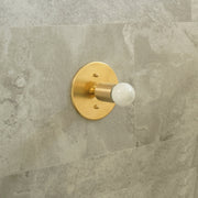 One-Light Minimal Brass Wall or Ceiling Light with Exposed Bulb
