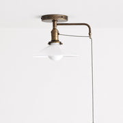 One-Light Opal Glass Cone Shade Flush Mount Ceiling Light with Pull Chain