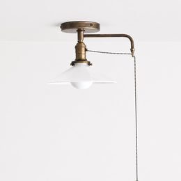 One-Light Opal Glass Cone Shade Flush Mount Ceiling Light with Pull Chain