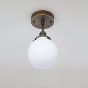 One-Light Opal Globe Semi-Flush Mount Ceiling Light