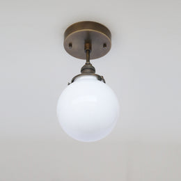 One-Light Opal Globe Semi-Flush Mount Ceiling Light