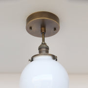 One-Light Opal Globe Semi-Flush Mount Ceiling Light