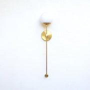 One-Light Opal Globe Wall Sconce with Long Brass Stem