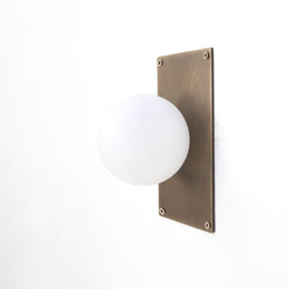 One-Light Opal Globe Wall Sconce with Rectangular Backplate
