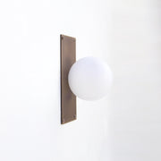 One-Light Opal Globe Wall Sconce with Rectangular Backplate