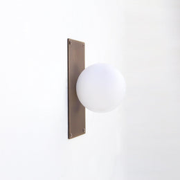One-Light Opal Globe Wall Sconce with Rectangular Backplate