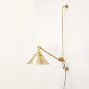 One-Light Plug-In Sliding Rail Wall Sconce with Brass Cone