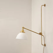 One-Light Plug-In Sliding Rail Wall Sconce with Opal Dome Shade