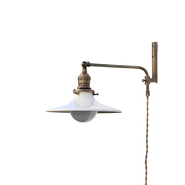 One-Light Plug-In Swing-Arm Sconce with Flared Cream Shade