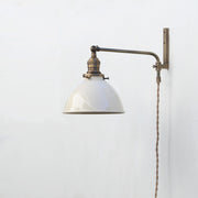 One-Light Plug-In Swing Arm Wall Sconce with Enamel Dome Shade