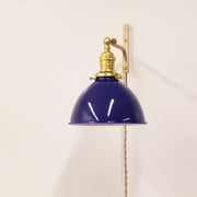 One-Light Plug-In Swing Arm Wall Sconce with Enamel Dome Shade