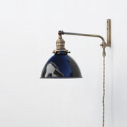 One-Light Plug-In Swing Arm Wall Sconce with Enamel Dome Shade