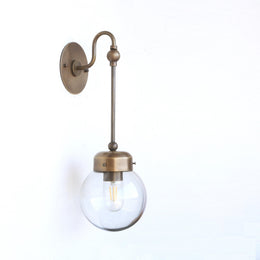 One-Light Rod-Drop Wall Sconce with Clear Smoky Glass Globe