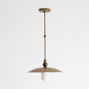 One-Light Rod-Hung Brass Dome Pendant with Alabaster Shade