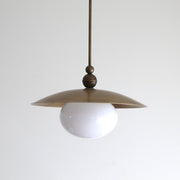 One-Light Rod-Hung Brass Dome Pendant with Opal Glass Globe