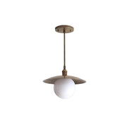 One-Light Stem Pendant with Brass Disc and Opal Globe