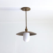 One-Light Stem Pendant with Brass Disc Shade