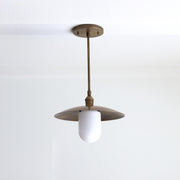 One-Light Stem Pendant with Twelve-Inch Brass Disc Shade