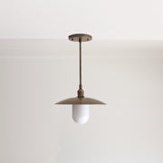 One-Light Stem Pendant with Twelve-Inch Brass Disc Shade