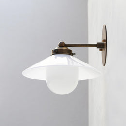One-Light Straight-Arm Wall Sconce with 9-Inch Opal Cone Shade