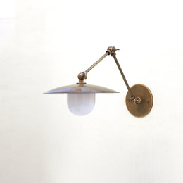 One-Light Swing-Arm Sconce with 10-Inch Brass Disc Shade