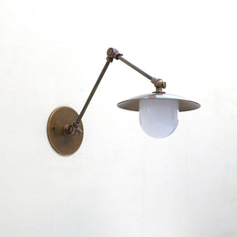 One-Light Swing-Arm Sconce with 8-Inch Brass Disc Shade