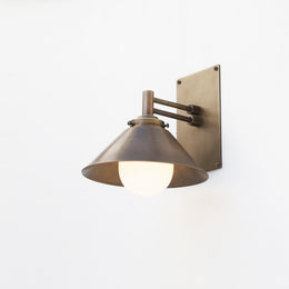 One-Light Swing-Arm Wall Sconce with Brass Cone Shade
