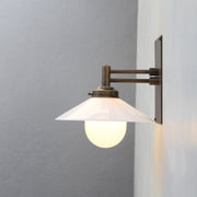 One-Light Swing-Arm Wall Sconce with Opal Glass Cone Shade