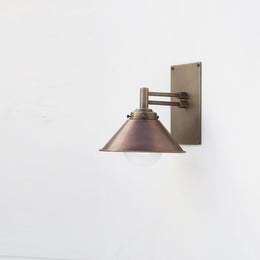 One-Light Swing-Arm Wall Sconce with Weathered Copper Cone Shade