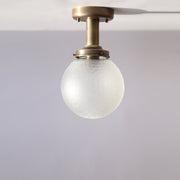 One-Light Textured Cut Glass Globe Semi-Flush Mount Ceiling Light
