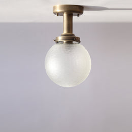 One-Light Textured Cut Glass Globe Semi-Flush Mount Ceiling Light