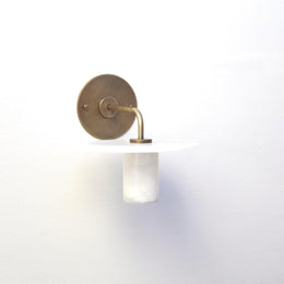 One-Light Wall Sconce with Alabaster Disc and Cylinder Shade