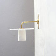 One-Light Wall Sconce with Alabaster Disc and Cylinder Shade