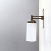 One-Light Wall Sconce with Opal Glass Cylinder and Rectangular Backplate