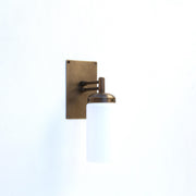 One-Light Wall Sconce with Opal Glass Cylinder and Rectangular Backplate