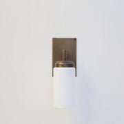 One-Light Wall Sconce with Opal Glass Cylinder and Rectangular Backplate