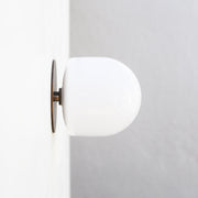 Opal Glass Dome Flush Mount Ceiling Light with Flat Brass Canopy