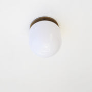 Opal Glass Dome Flush Mount Ceiling Light with Flat Brass Canopy