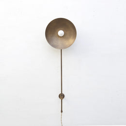 Plug-In Brass Disc Wall Sconce