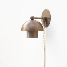 Plug-In Brass Two-Tier Dome Wall Sconce