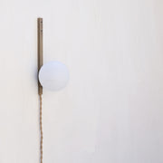 Plug-In Brass Wall Sconce with Opal Globe