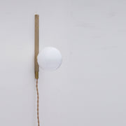 Plug-In Brass Wall Sconce with Opal Globe
