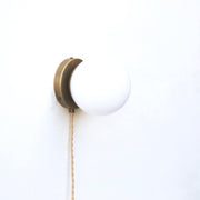 Plug-In Brass Wall Sconce with Six-Inch Opal Globe