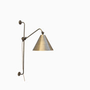 Plug-In Swing Arm Wall Sconce with Brass Cone Shade