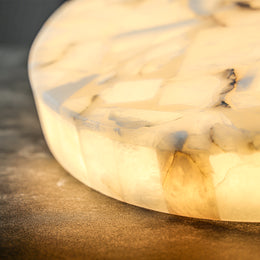 Round Alabaster Flush Mount Ceiling Light | Minimal Accent Lighting